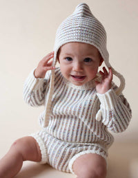 rainbow wool and cotton bonnet