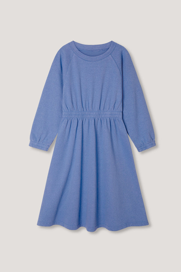 youth - organic cotton fleece dress - blue