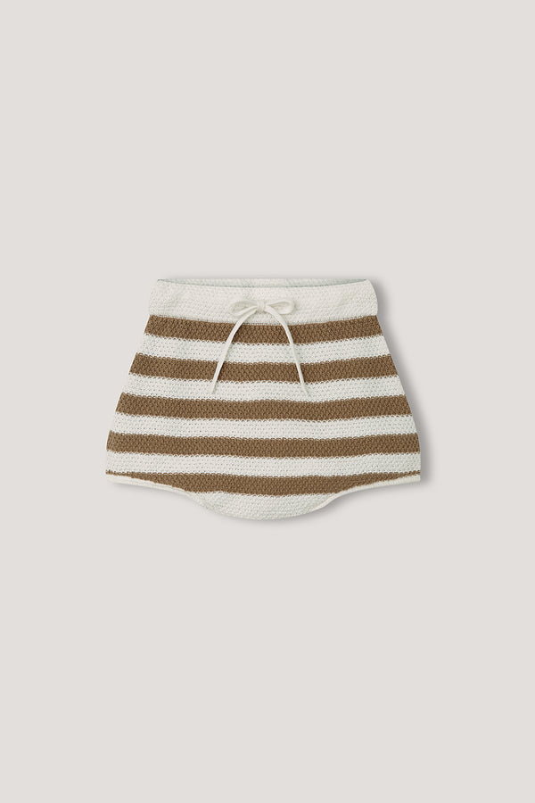 tan stripe cotton knit shortie