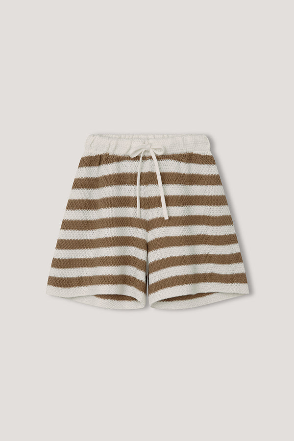 tan stripe cotton knit short