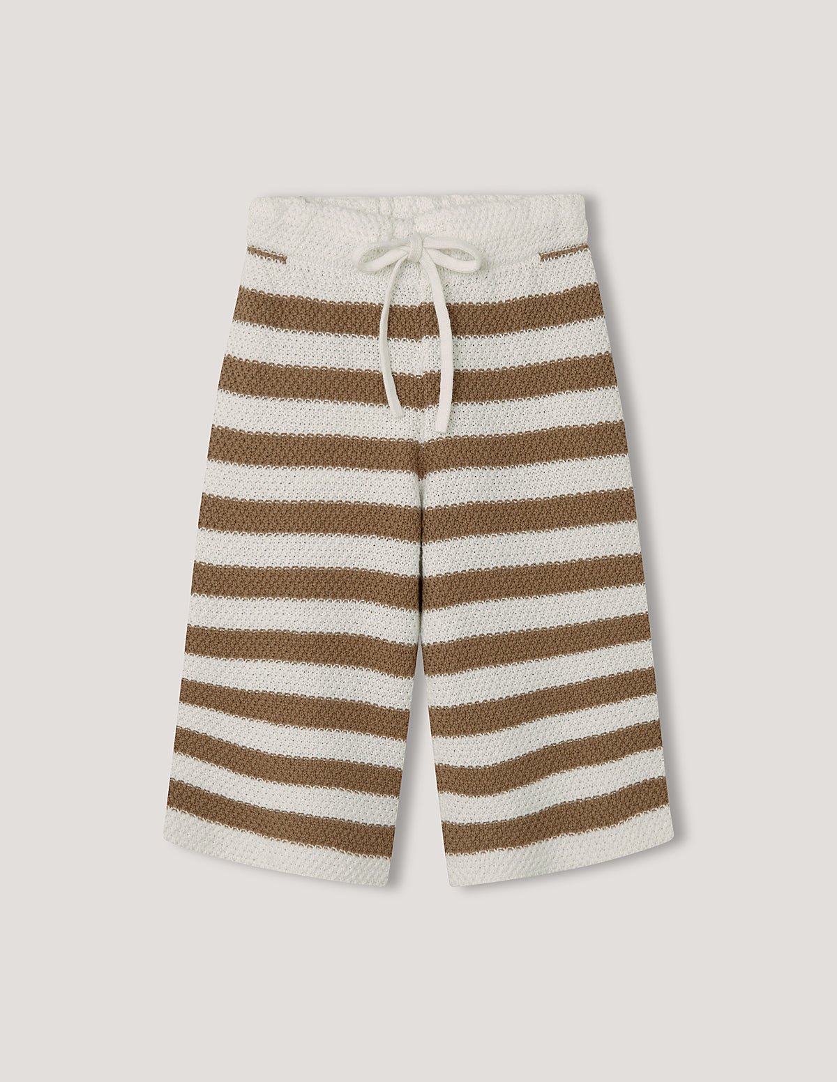 tan stripe cotton knit pant