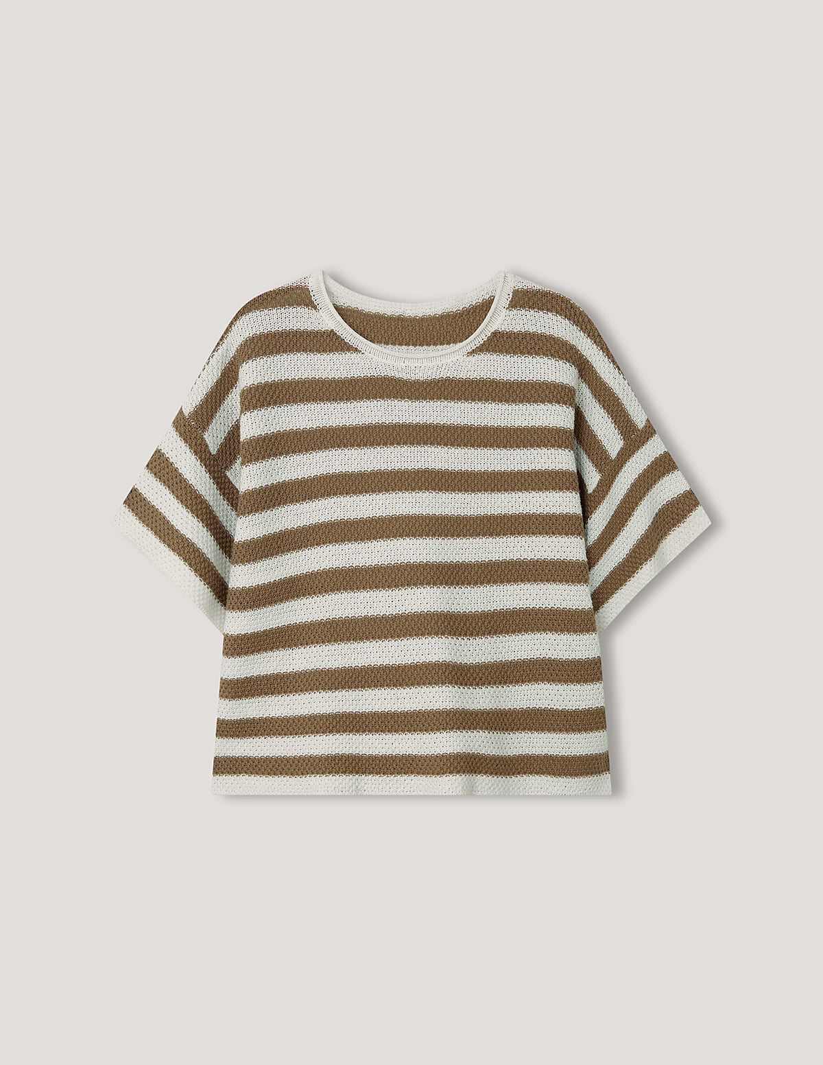 tan stripe cotton knit t.shirt