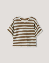 tan stripe cotton knit t.shirt